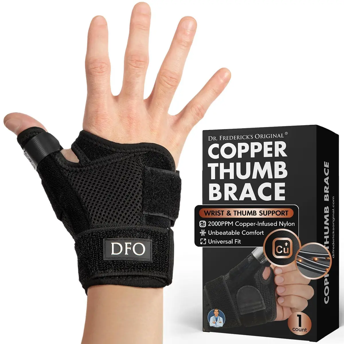 Dr. Frederick's Original Copper Thumb & Wrist Brace | Support for Arthritis & Tendonitis (One Size) - main product image