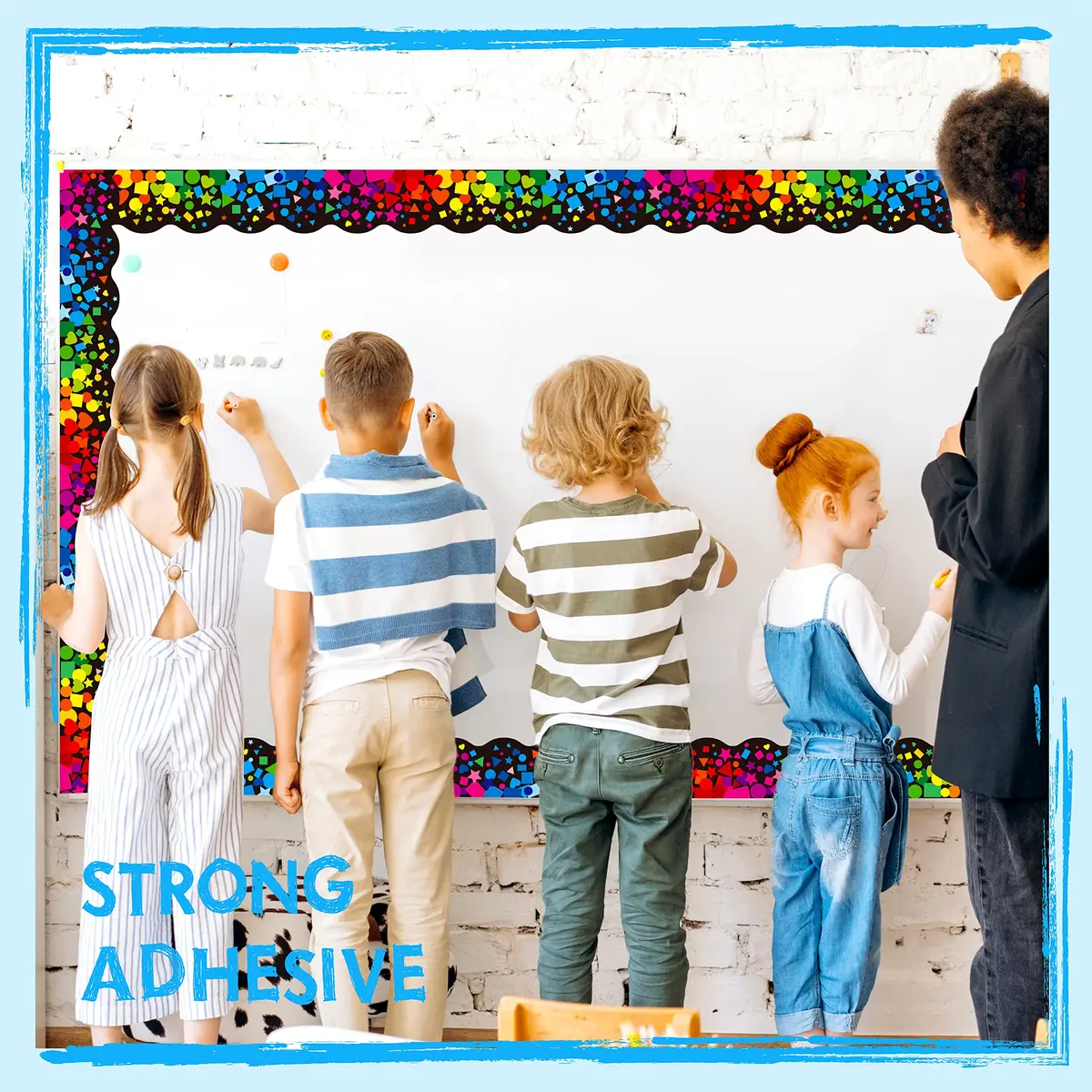 ERKE 60 Feet Bulletin Board Borders | Self Adhesive Confetti Rolled Border for Classroom & Office Walls - view 3