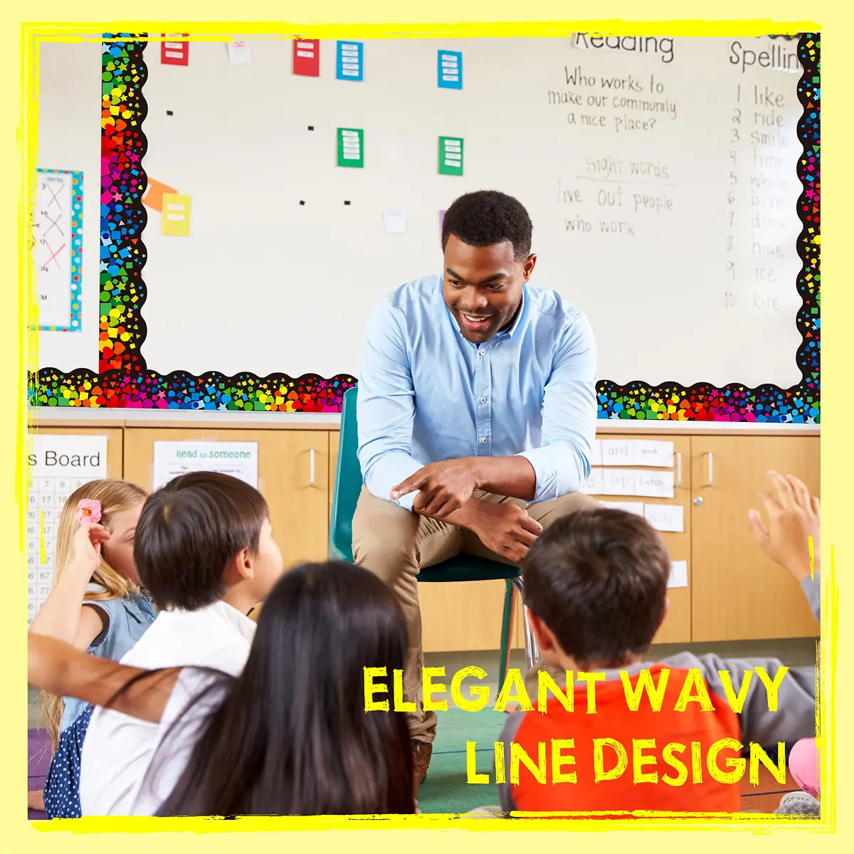 ERKE 60 Feet Bulletin Board Borders | Self Adhesive Confetti Rolled Border for Classroom & Office Walls - view 4