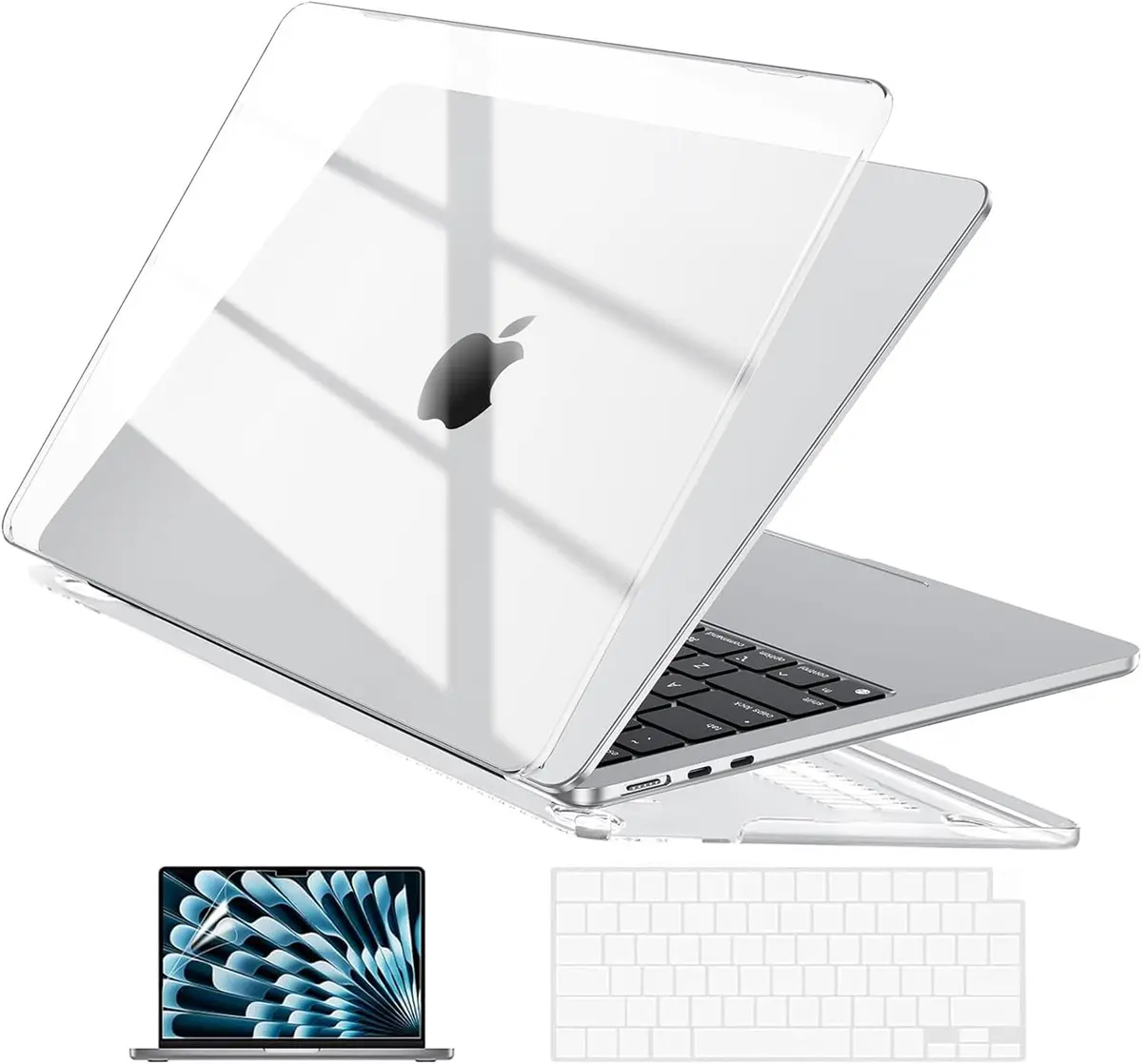 EooCoo Case for MacBook Air 13 inch 2022-2026 | Crystal Clear Slim Hard Shell - main product image