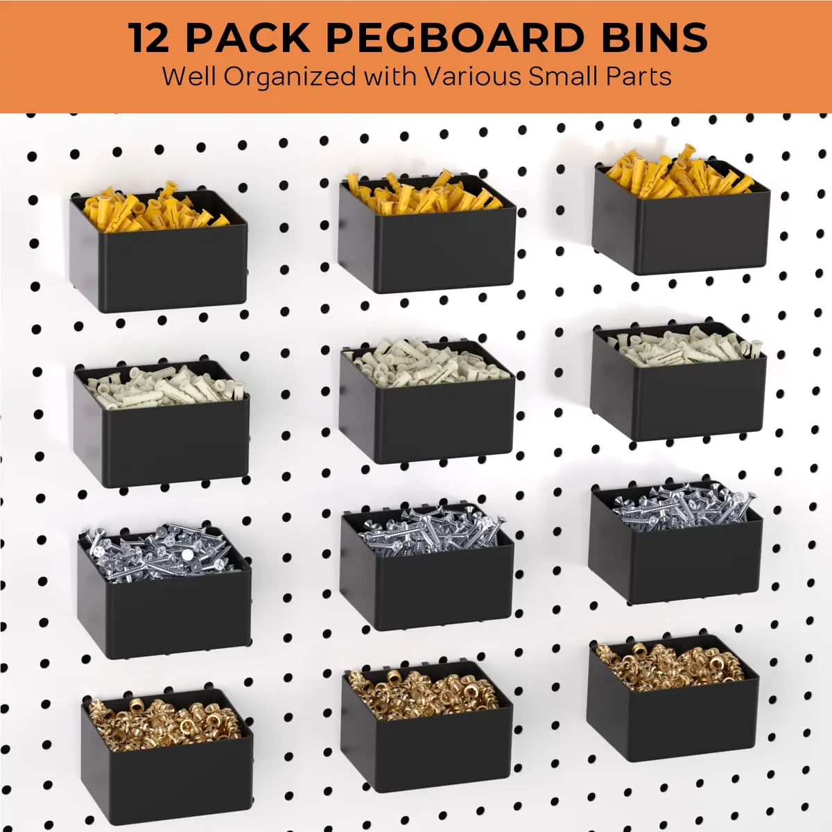 INCLY 278-Piece Pegboard Accessories Organizer Kit with Bins and Hooks | 10.7" L x 9" W x 4.3" H - view 6