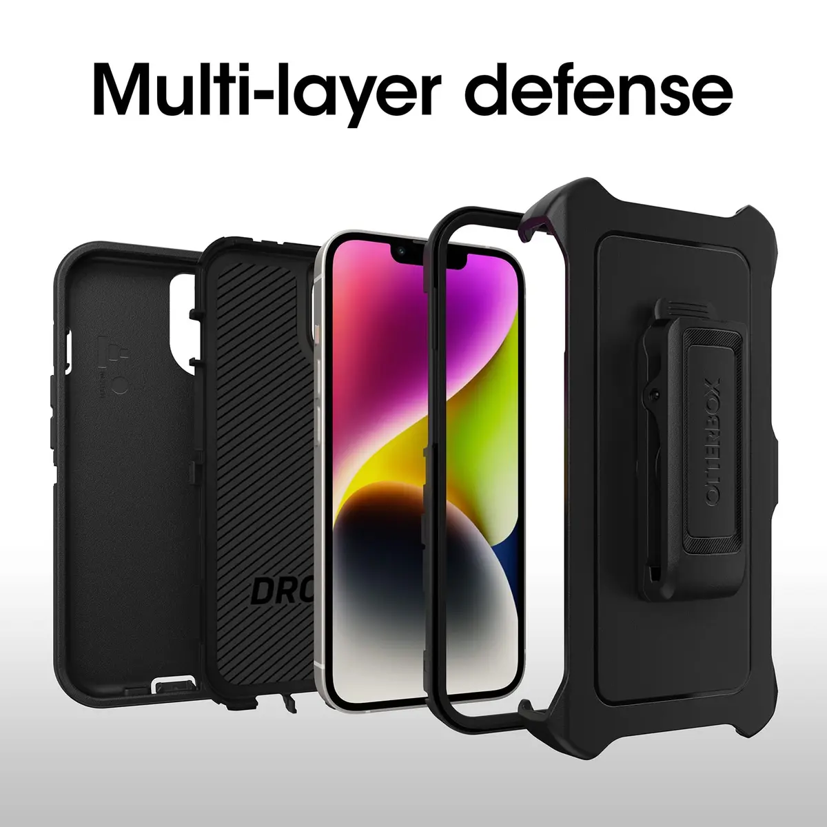 OtterBox Defender Series Case for iPhone 14 & iPhone 13 - Black, Rugged & Durable, with Port Protection & Holster Clip Kickstand (114 g / 0.25 lb) - view 3