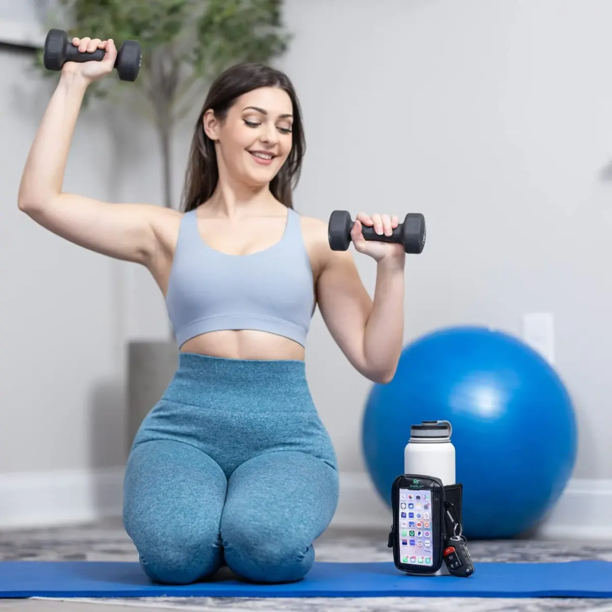 SHERLIX Water Bottle Pouch with Touchscreen Pocket & Carabiner - Black, 18-40 oz | Patented Design for Gym & Travel - view 4