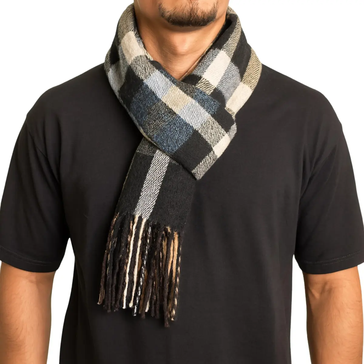 Alpine Swiss Mens Plaid Scarf 80in x 12in | Luxuriously Soft Winter Shawl - main product image