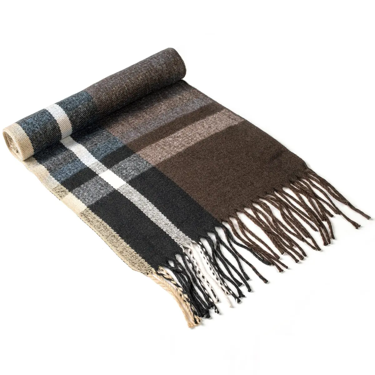 Alpine Swiss Mens Plaid Scarf 80in x 12in | Luxuriously Soft Winter Shawl - view 6