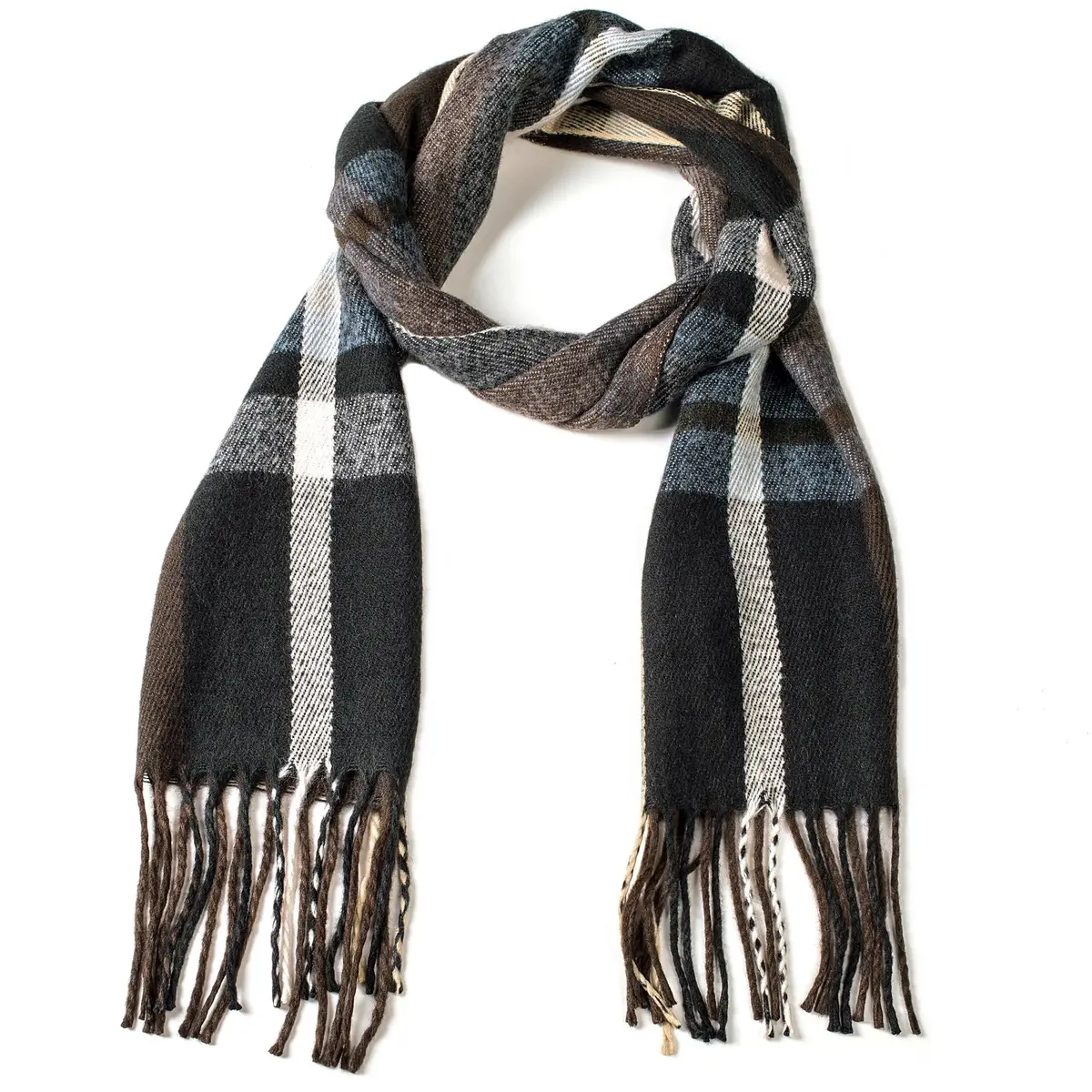 Alpine Swiss Mens Plaid Scarf 80in x 12in | Luxuriously Soft Winter Shawl - view 2
