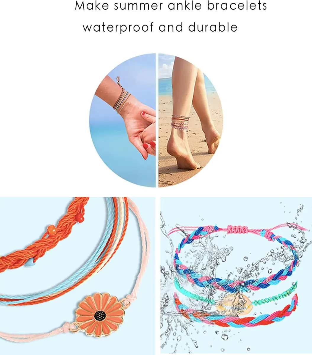 Phinicco 35 Colors 1mm Waxed Polyester Cord Bracelet Cord 700m (2300 ft) | Durable & Waterproof for Jewelry Making - view 5