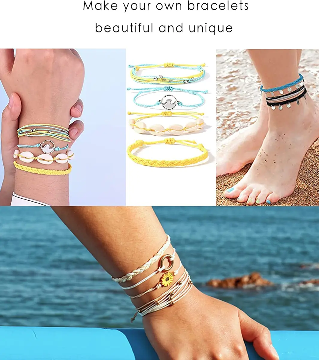 Phinicco 35 Colors 1mm Waxed Polyester Cord Bracelet Cord 700m (2300 ft) | Durable & Waterproof for Jewelry Making - view 2