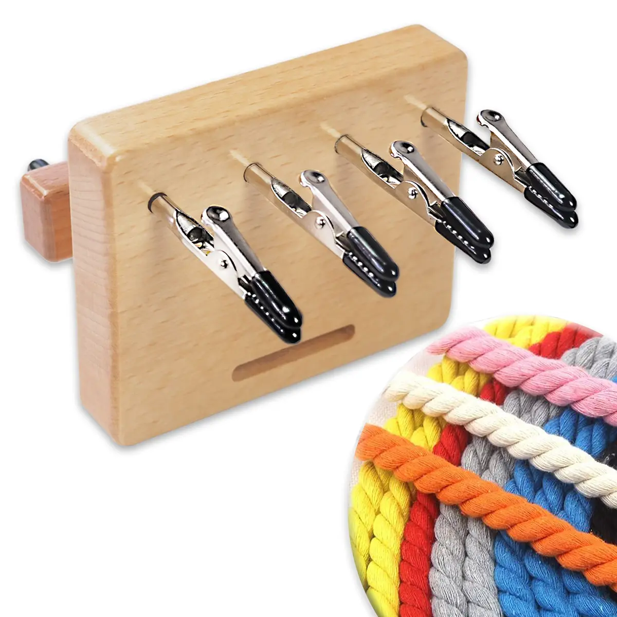 DAFENCHI Fringe Twister for Quickly Twisting | 4 Clips Wood Cord Maker Tool, Yarn Fringe Twister for Weaving, Tassel/Rope Making Machine - main product image