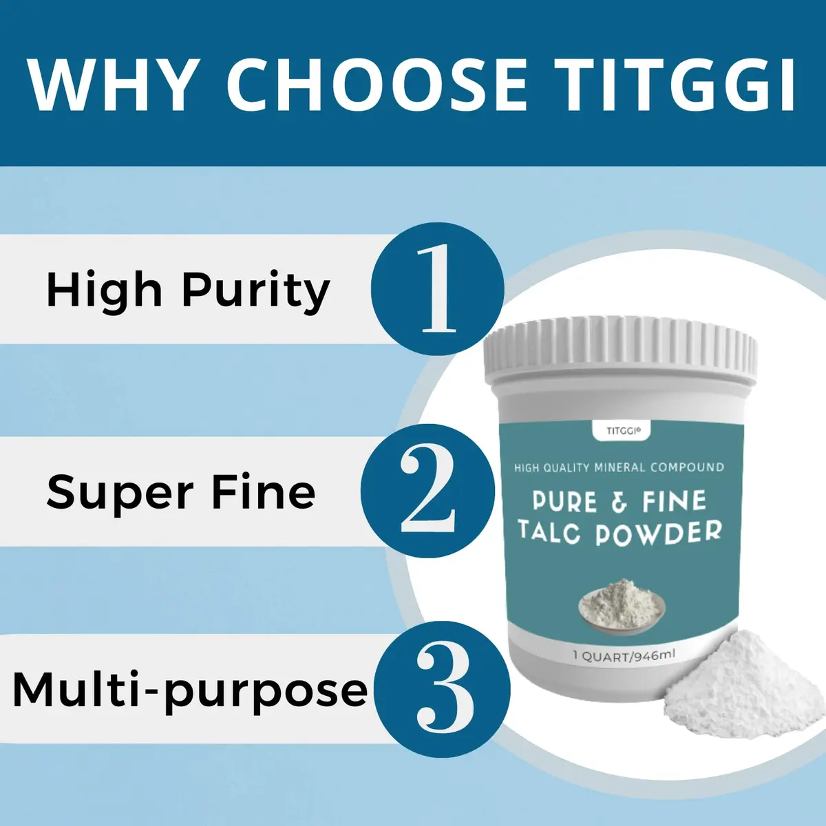TITGGI Fine Talc Powder 296ml (1 Quart) | 6.5 Micron Mineral Powder for Tires, Paint & Resin - view 2