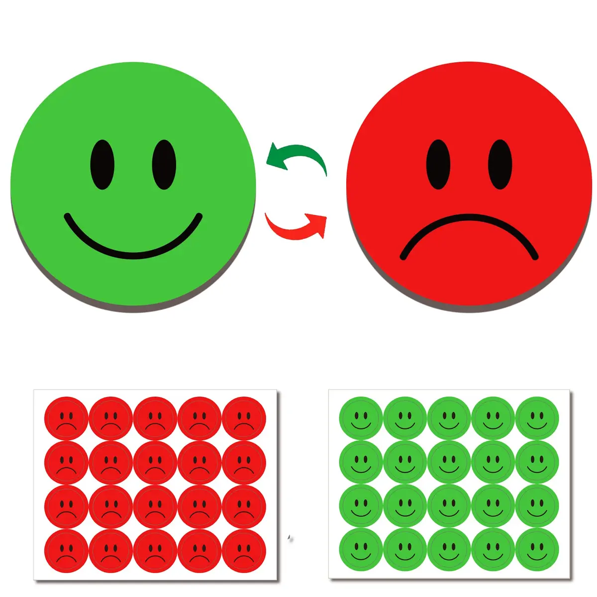 OLIKIUS Double Sided Smiley Face Magnets for Whiteboard, 20 Pieces (2.54 cm) | Versatile Status Visualization - main product image