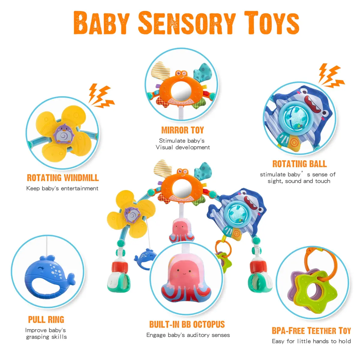 Lynncare Baby Stroller Arch Toy with Sensory Activity Toys, 20.48 oz (580 g) | BPA-Free, ASTM Certified - view 2