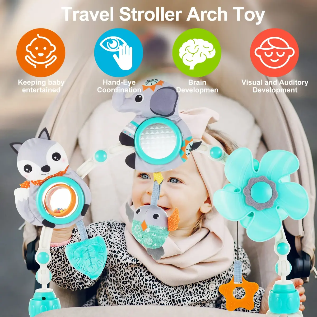Lynncare Adjustable Arch Bassinet Toys for Infant & Toddlers | Safe BPA-Free & Musical for Sensory Development - view 2