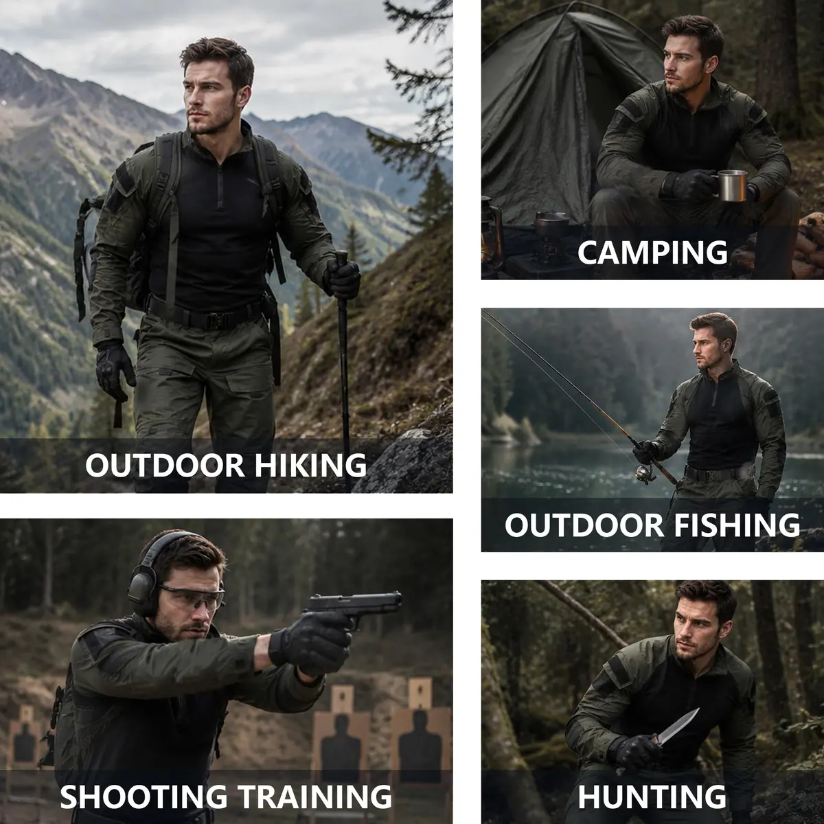 HAN·WILD Men's Tactical Combat Shirt, Breathable Tactical Shirt, Combat Top | UPF50 Sun Protection, Military-Grade Comfort - view 6
