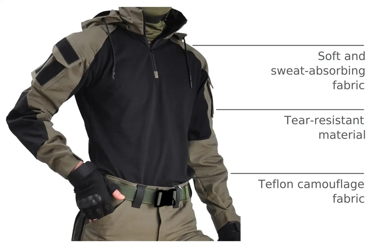 HAN·WILD Men's Tactical Combat Shirt, Breathable Tactical Shirt, Combat Top | UPF50 Sun Protection, Military-Grade Comfort - view 4