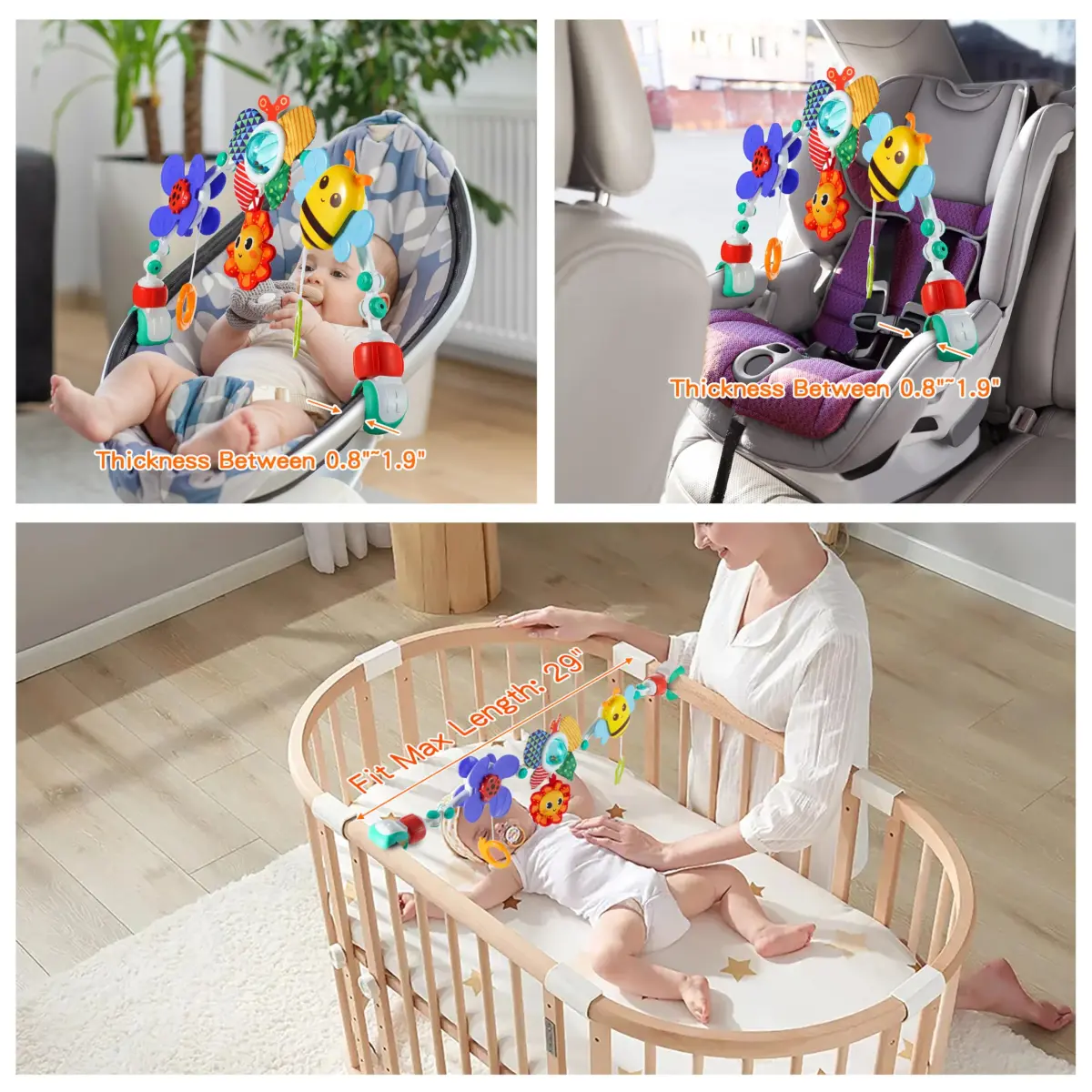 Lynncare Adjustable Arch Bassinet Toys for Infant & Toddlers, 531 g (1.17 lb) | BPA-Free, ASTM Certified - view 5