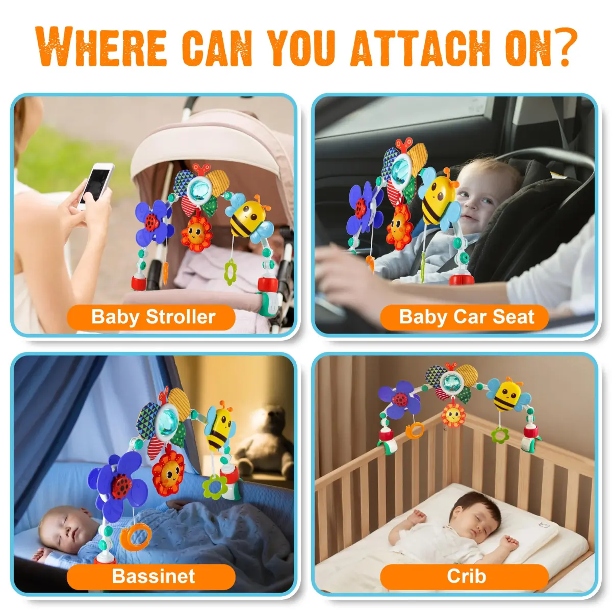 Lynncare Adjustable Arch Bassinet Toys for Infant & Toddlers, 531 g (1.17 lb) | BPA-Free, ASTM Certified - view 3