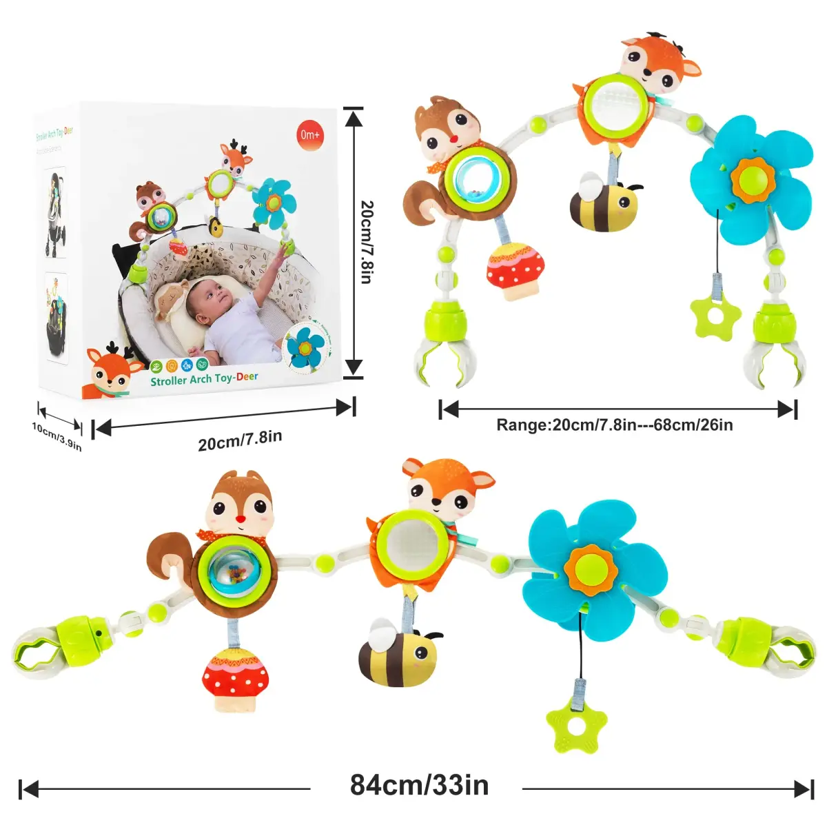 Lynncare Adjustable Arch Bassinet Toys for Infant & Baby | BPA-Free, Interactive Play for Motor Skills - view 6
