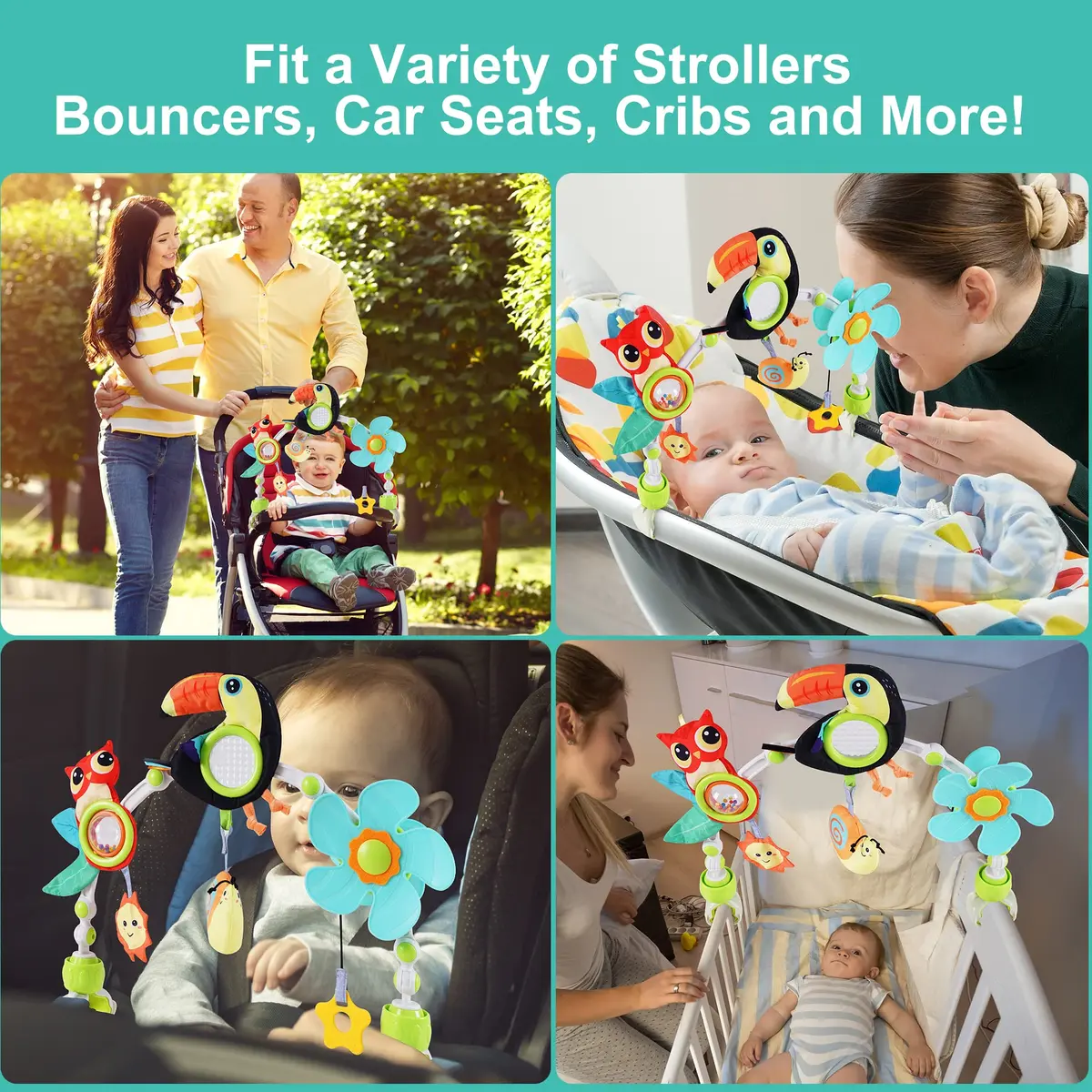 Lynncare Baby Arch Toy Adjustable Car Seat Toys Hanging Activity Toys | Stimulates Baby Senses & Motor Skills - view 5