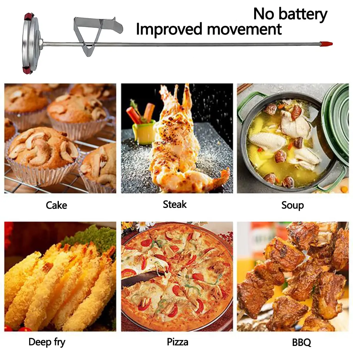 GLOBOTECH 2" Dial Deep Fry Thermometer 550°F (290°C) | 12" Long Stem Stainless Steel Cooking Thermometer - view 7
