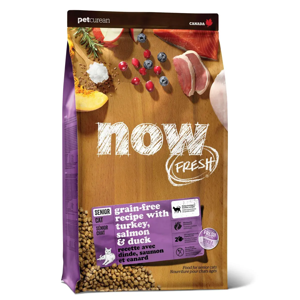 Now Fresh Senior Dry Cat Food, Turkey, Salmon & Duck, 16 lb | Grain-Free & Supports Aging Cats - main product image