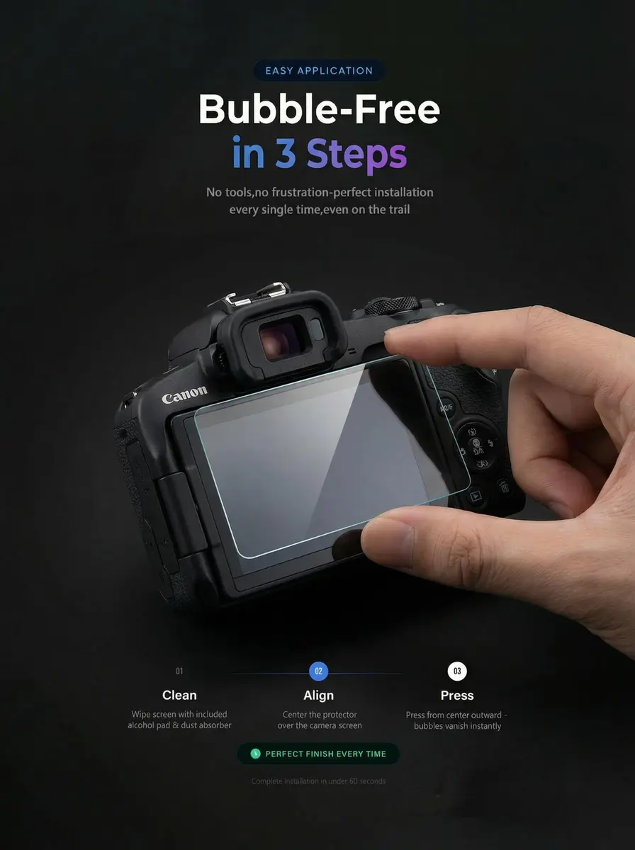 iDaPro Screen Protector for Canon EOS R50 V/R100/R10 | 9H Tempered Glass, Ultra Thin, HD Clarity - view 6
