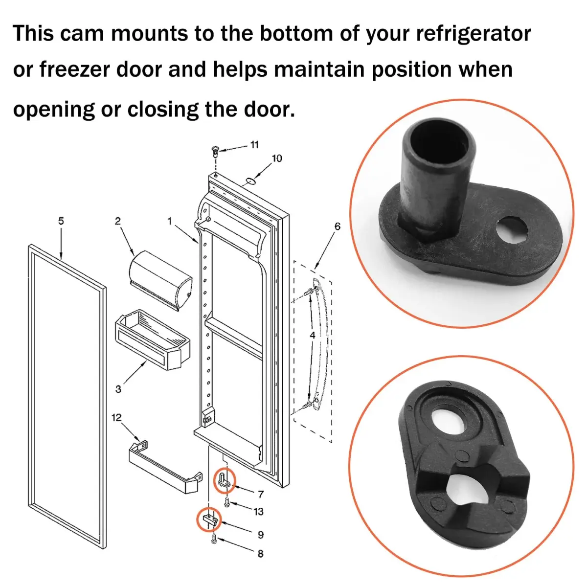 Kscjdg Refrigerator Door Closer Cam Kit for Whirlpool Kenmore Amana Crosley Models | Refrigerator Parts - view 3