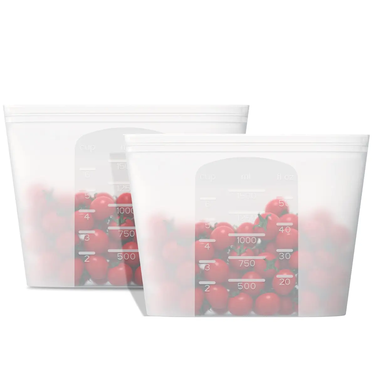 Winrock Reusable Silicone Food Storage Bags 1500ml (51oz) | Airtight, Stand-Up, Leak-Proof Zip Seal Containers (2-Pack) - main product image