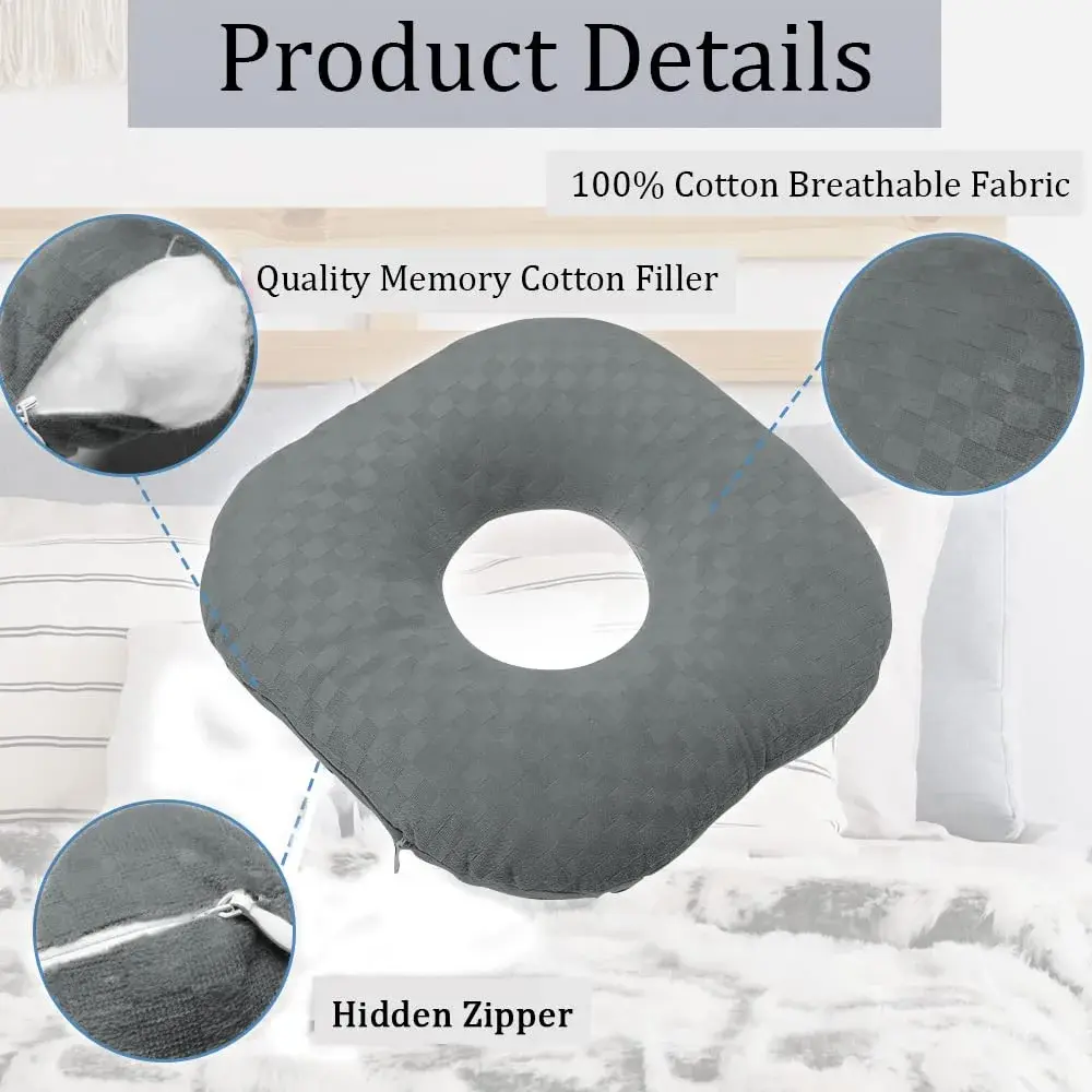 Wuronsa Dark Gray Ear Piercing Pillow with Hole - Adjustable Cotton for Side Sleepers - view 4