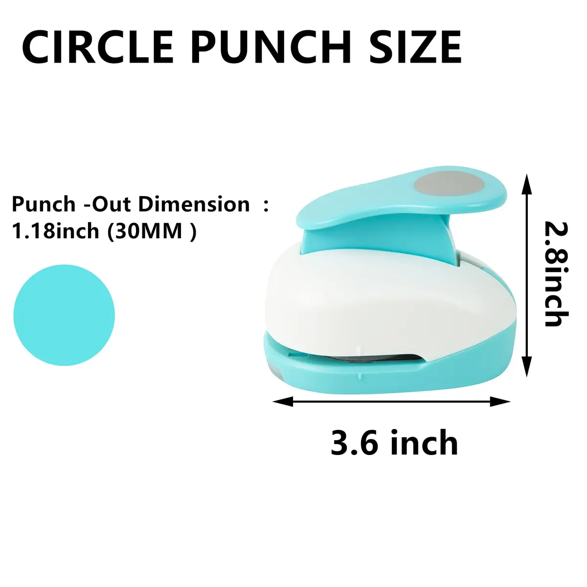 QIQQIKIN 1.18 inch (30mm) Blue Circle Puncher | Lever Action Craft Tool for Paper Crafts - view 5
