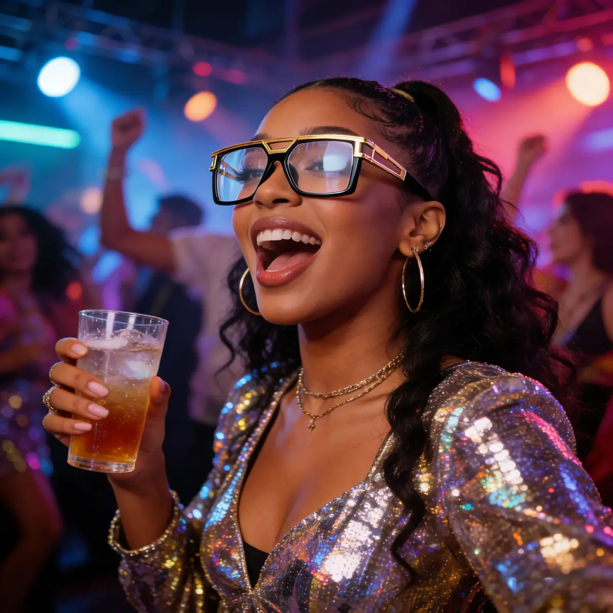 FACATH Women Hip Hop Sunglasses 80s 90s Oversized Square Gold Frame | Retro DJ Rapper Style - view 7