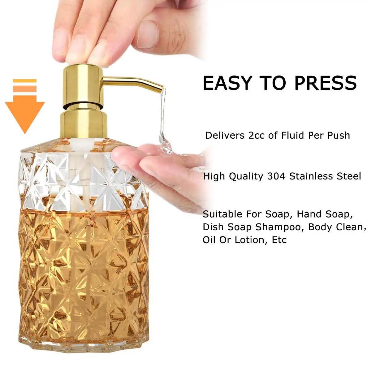 AUNRGO Gold Soap Dispenser Pump Replacement - Matte SUS 304 Rust Proof Stainless Steel | Standard 28/400 Neck - view 5