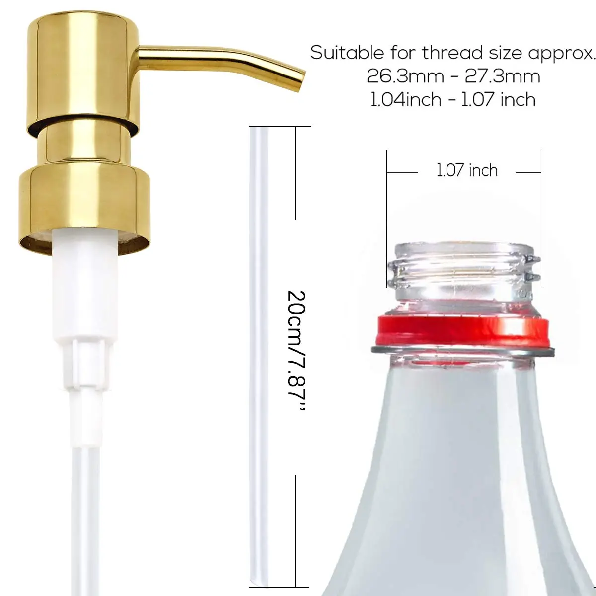 AUNRGO Gold Soap Dispenser Pump Replacement - Matte SUS 304 Rust Proof Stainless Steel | Standard 28/400 Neck - view 2