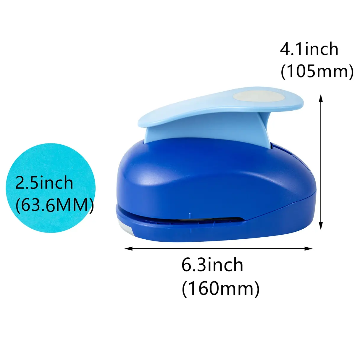 QIQQIKIN 2.5 inch (63.6mm) Blue Circle Hole Punch | Cuts Clean Circles for Crafts & Card Making - view 6