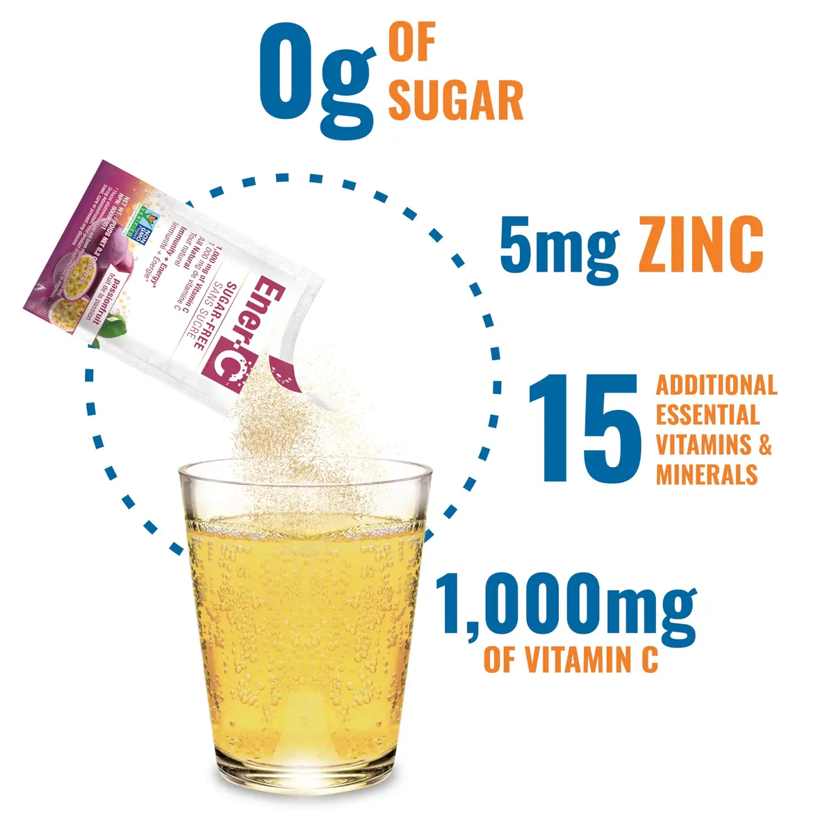 Ener-C Sugar Free Multivitamin Drink Mix - Passionfruit | No Sugar, 60 Count, All-Natural, Vegan, Gluten Free - view 5