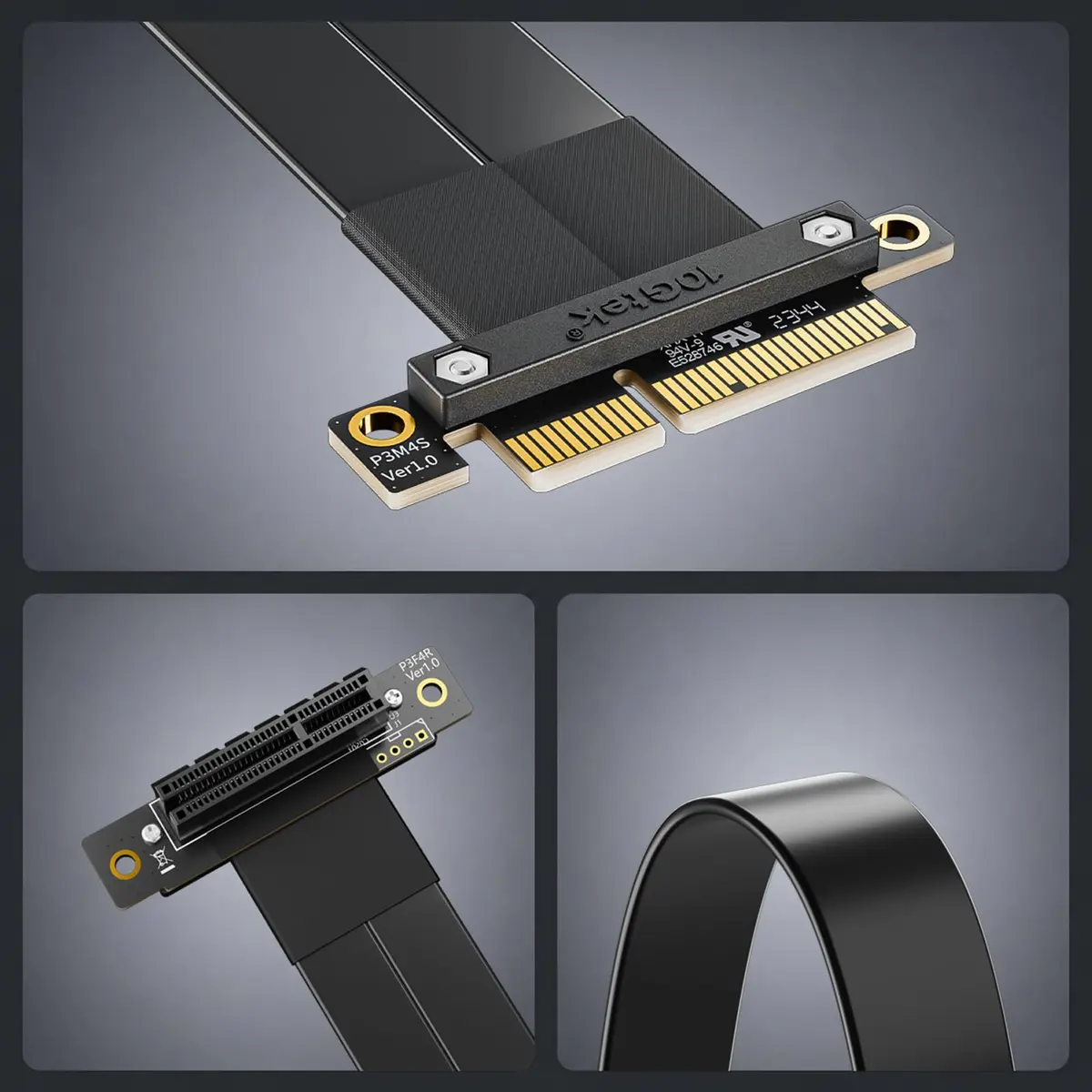 10Gtek PCIe 3.0 x4 Extension Cable, Male Straight to Female 90° Right-Angle, 15cm/0.49ft - view 6