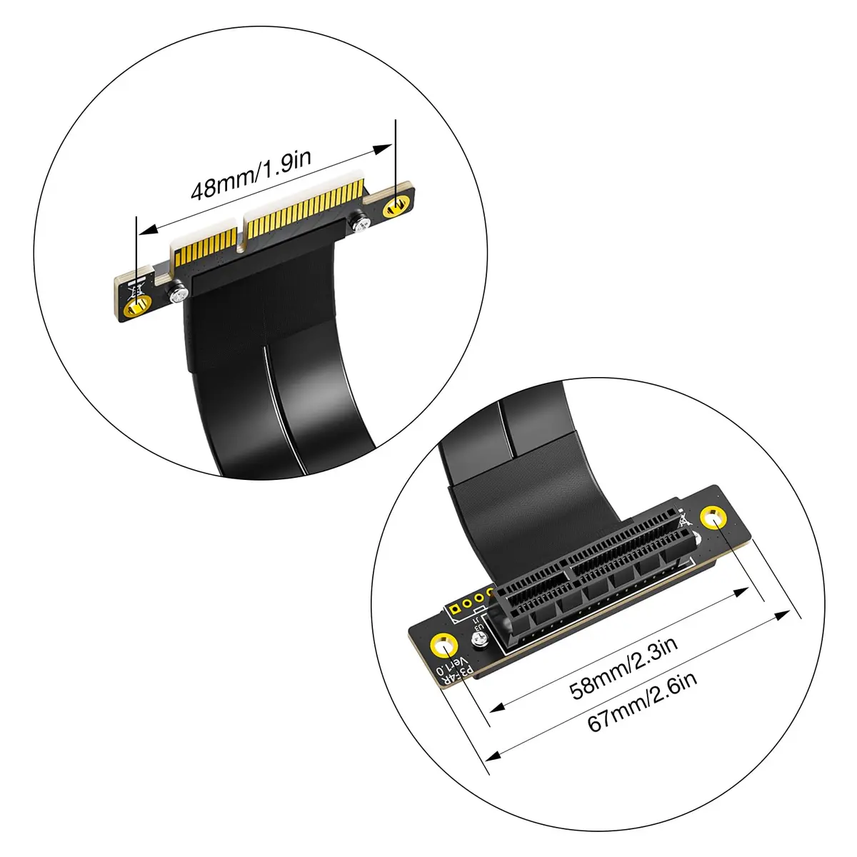 10Gtek PCIe 3.0 x4 Extension Cable, Male Straight to Female 90° Right-Angle, 15cm/0.49ft - view 8