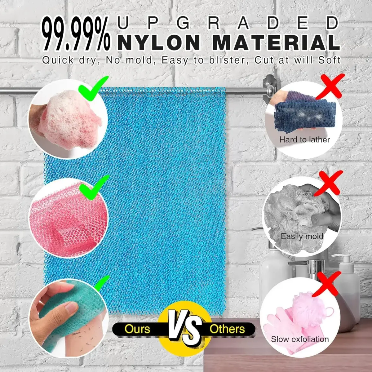 UJFQBH 3 Pack African Net Sponge - Pink, Blue, Green | Deep Cleansing Exfoliation - view 2
