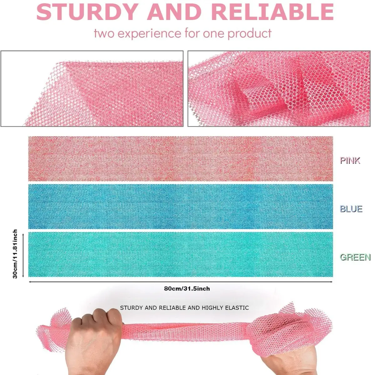UJFQBH 3 Pack African Net Sponge - Pink, Blue, Green | Deep Cleansing Exfoliation - view 3