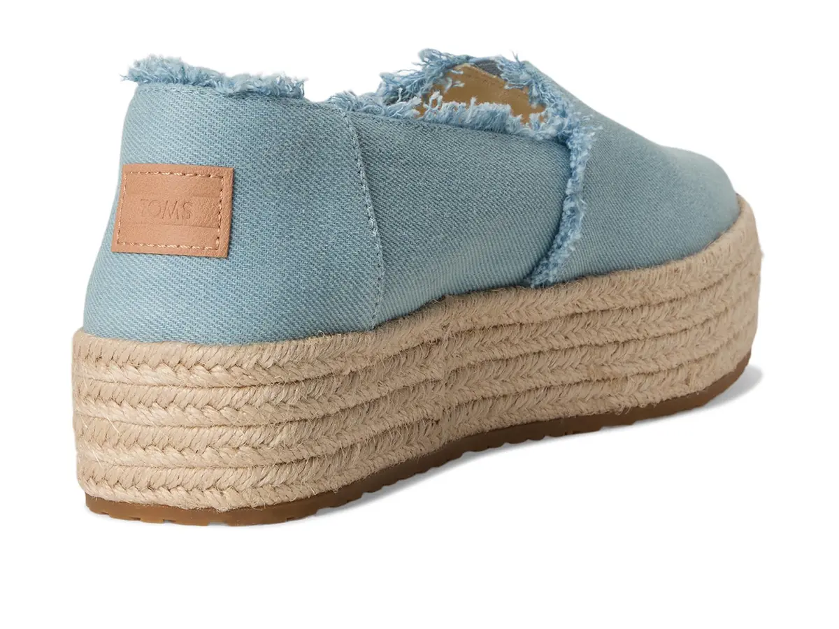 TOMS Women's Valencia Platform Espadrille 8.5 | Pastel Blue Washed Denim Casual Style - view 6