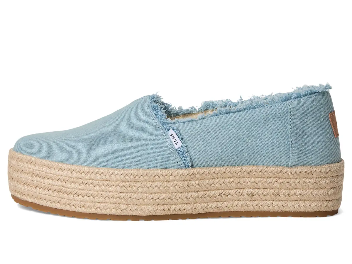 TOMS Women's Valencia Platform Espadrille 8 | Pastel Blue Washed Denim Casual Comfort - view 5