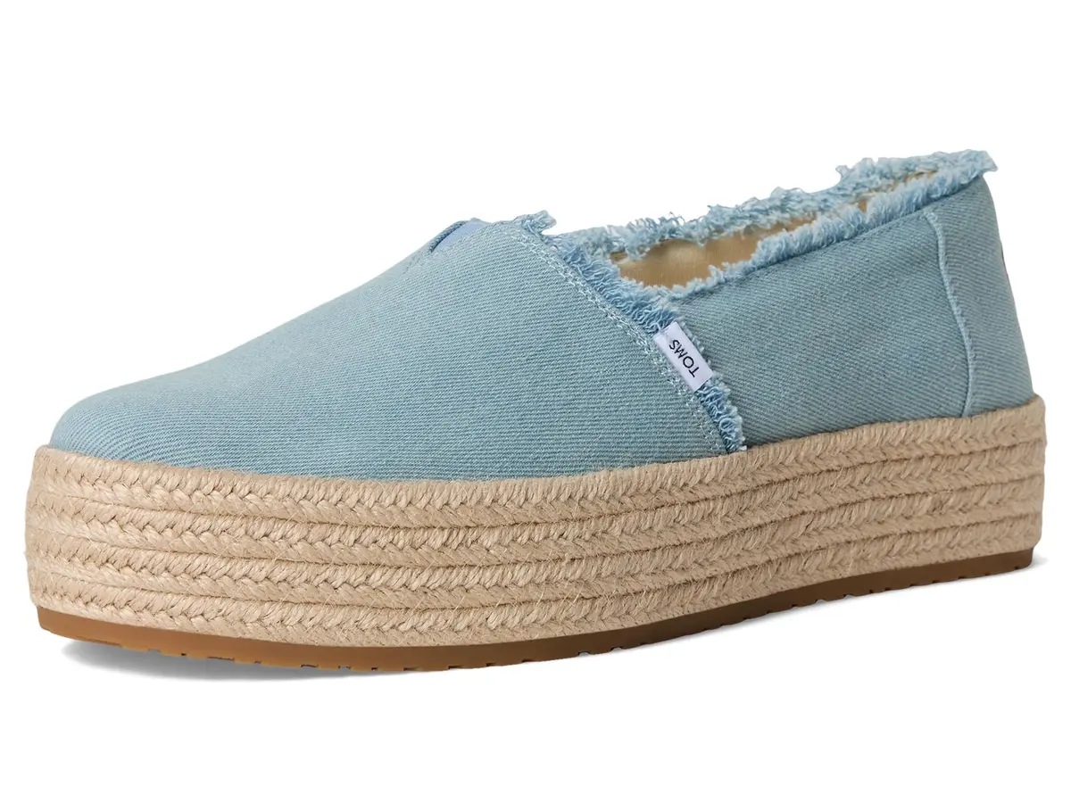 TOMS Women's Valencia Platform Espadrille 8 | Pastel Blue Washed Denim Casual Comfort - view 8