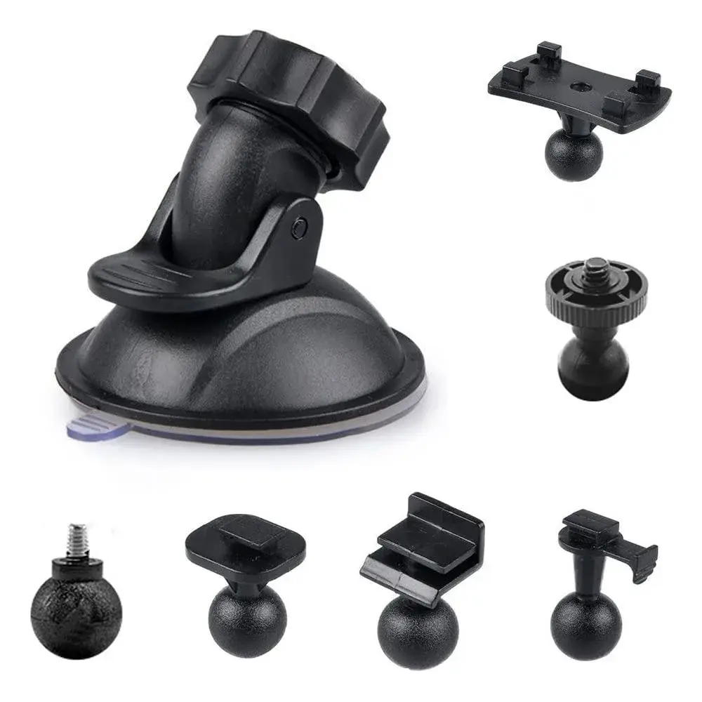 SSLHONG Black Dash Cam Suction Cup Mount Holder with 6 Adapters | Easy Install & Removal - main product image