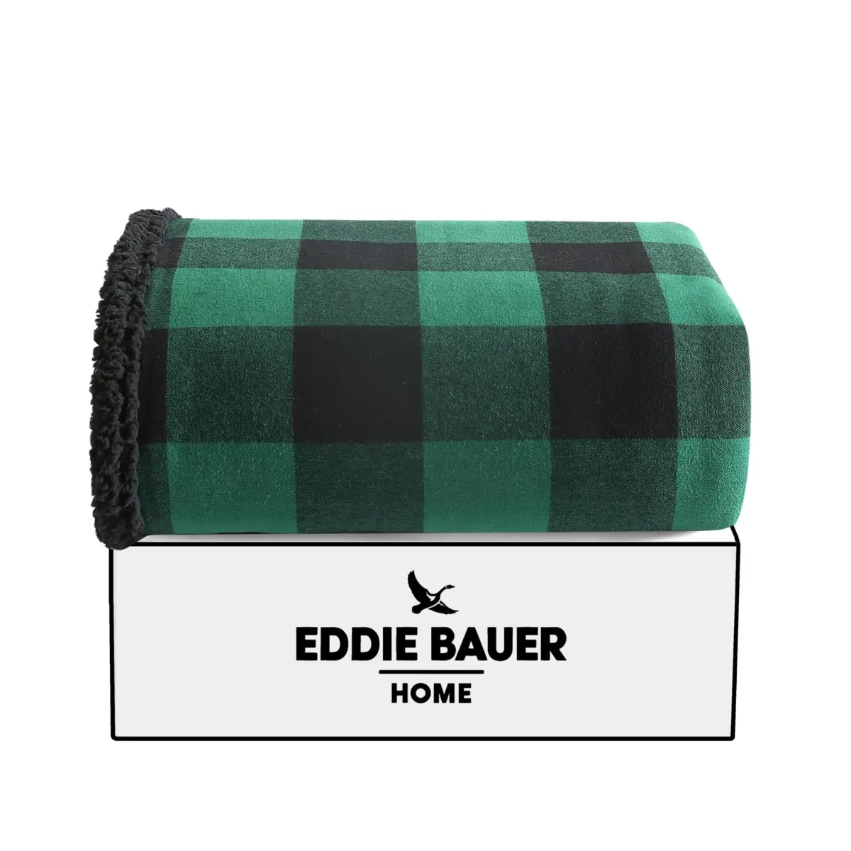 Eddie Bauer Super Soft Reversible Sherpa & Brushed Fleece Throw Blanket 127cm x 152cm (50" x 60") | Cozy Cabin Plaid Green for Couch & Travel - view 3