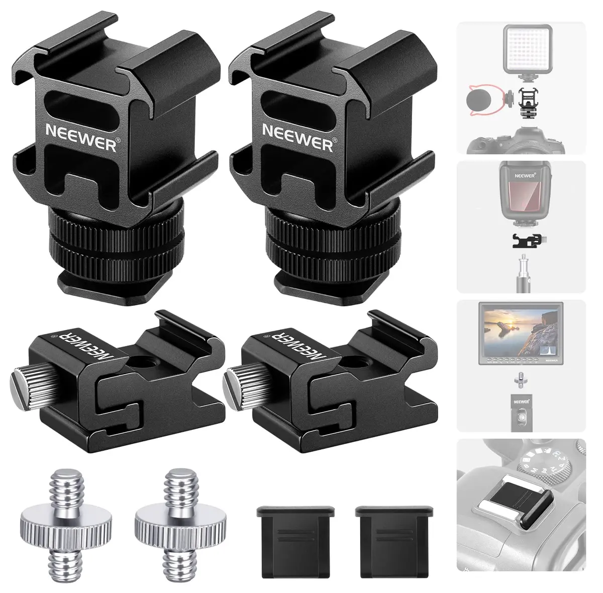 NEEWER 8 PCs Hot Shoe Mount Adapter Kit | Aluminum Camera & Lighting Accessory (70-120 chars) - main product image
