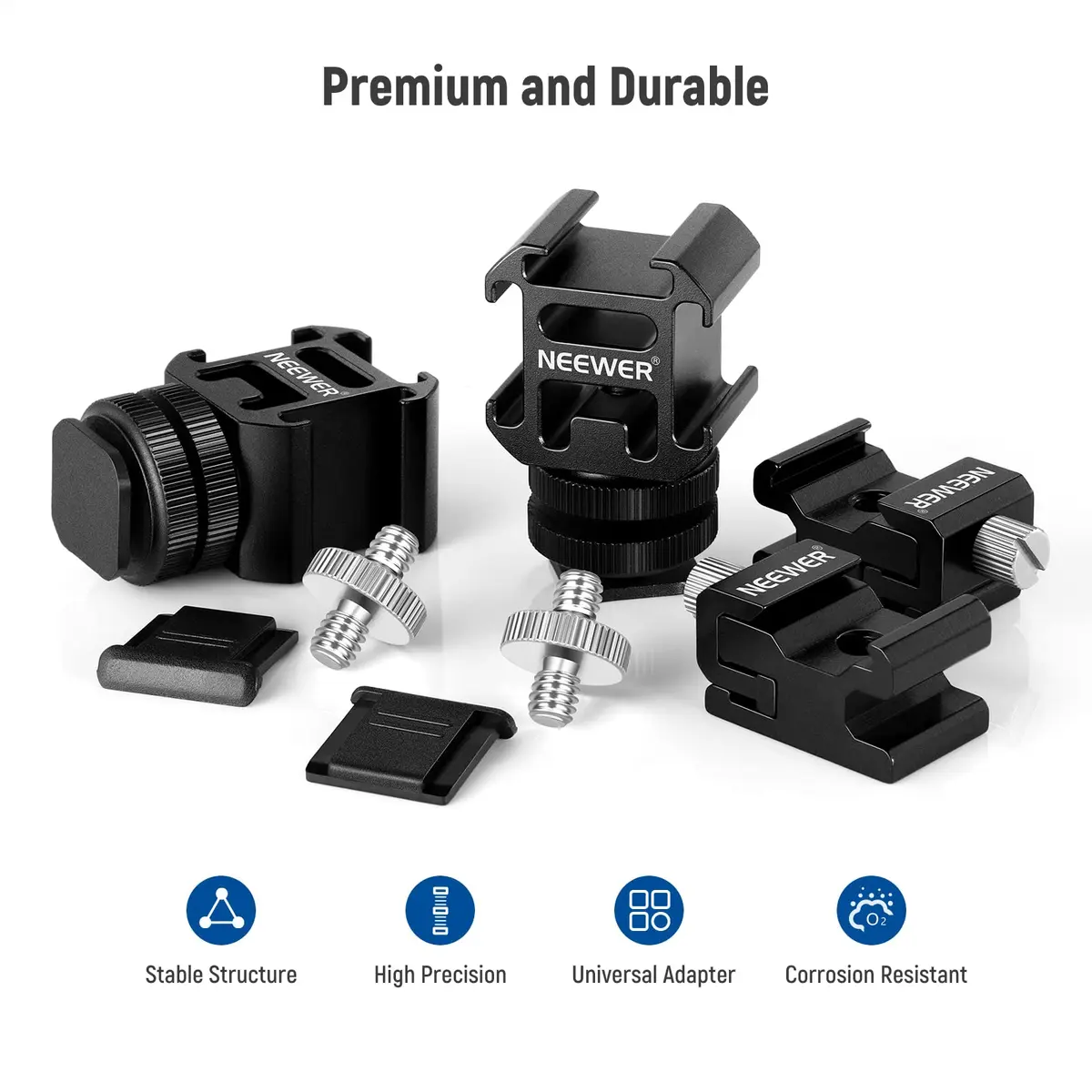 NEEWER 8 PCs Hot Shoe Mount Adapter Kit | Aluminum Camera & Lighting Accessory (70-120 chars) - view 2