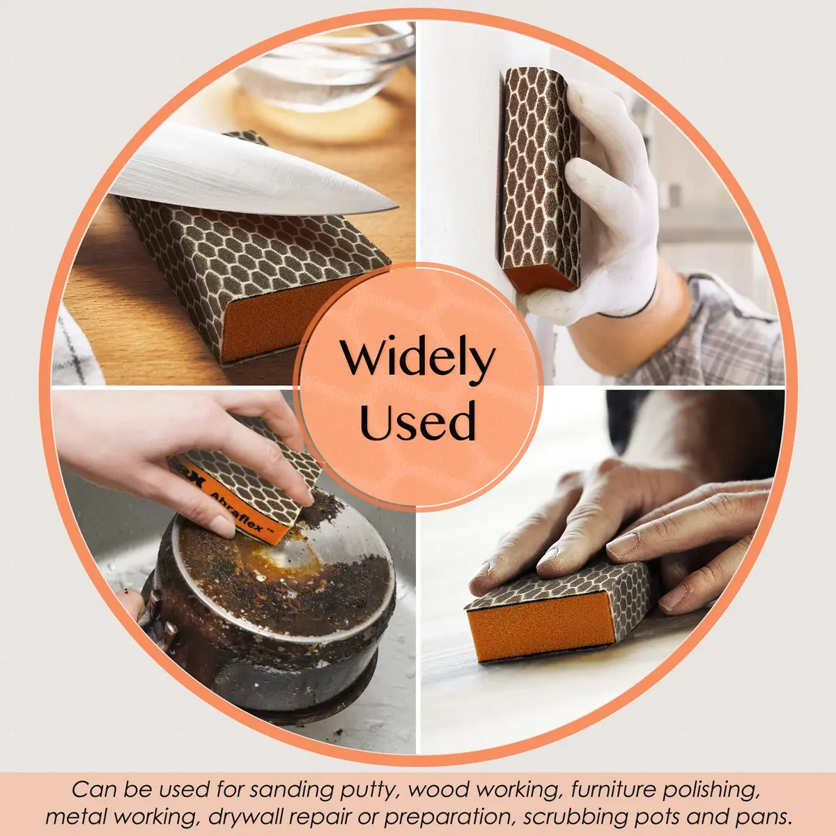 S&X Sanding Sponge Block 20 Sheets Assorted Grit | Wet & Dry, Hook & Loop, Durable, Space-Saving (70-120c) - view 6