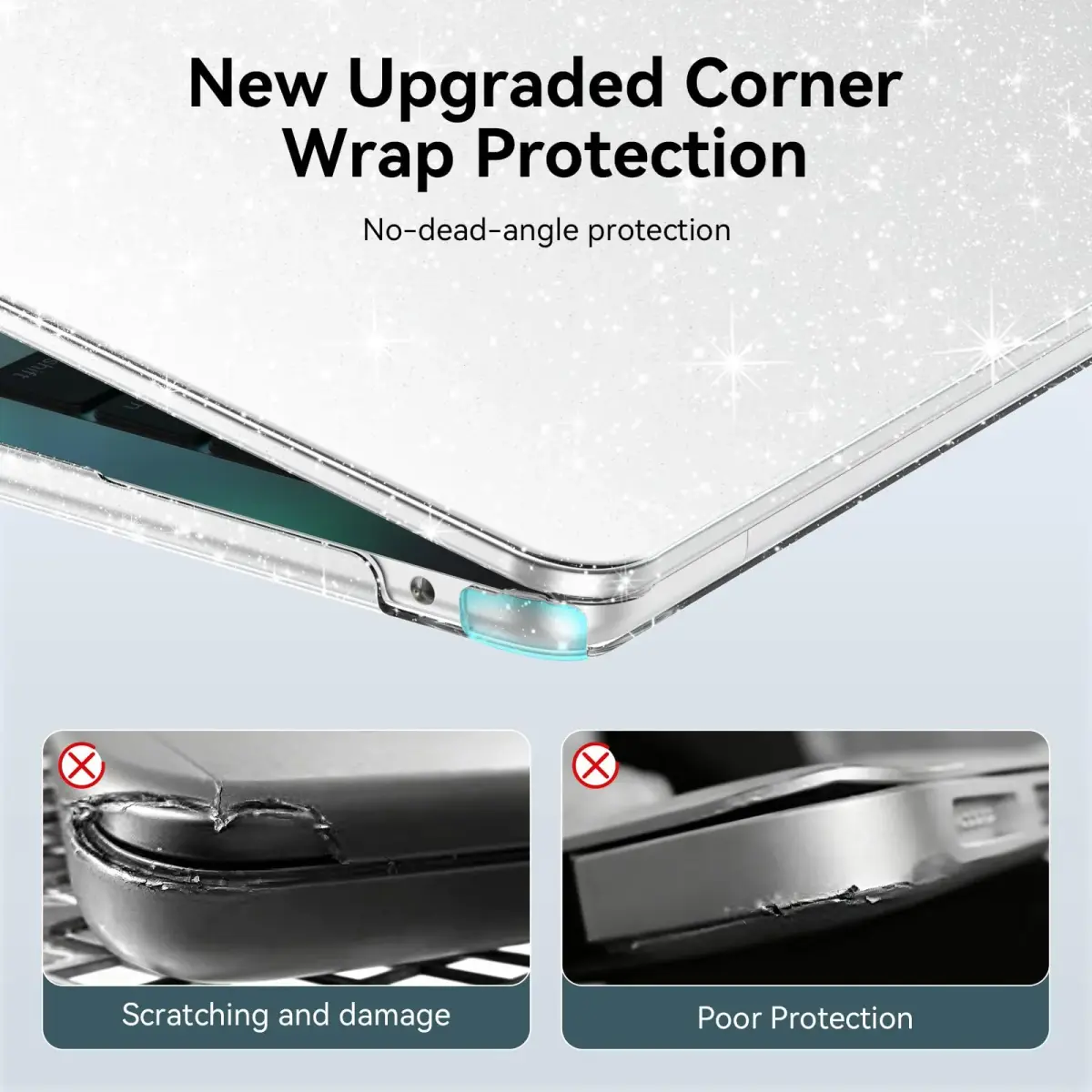 EooCoo Sparkly Clear Case for MacBook Air 13.6-inch M2-M5 | Polycarbonate Hard Shell Protection - view 5