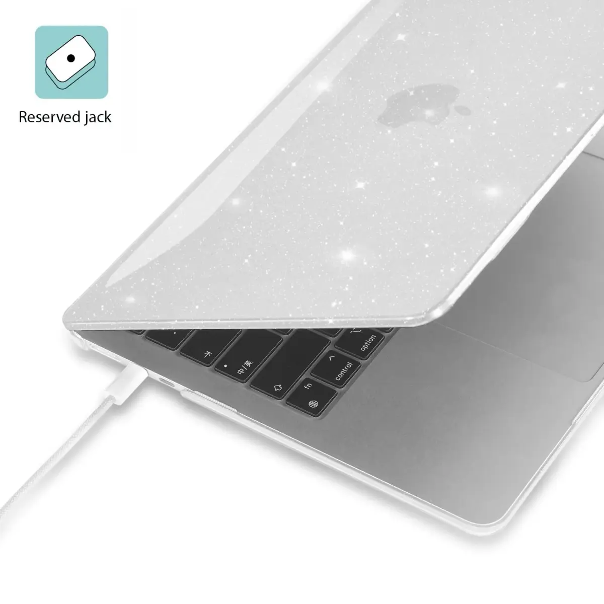 EooCoo Sparkly Clear Case for MacBook Air 13.6-inch M2-M5 | Polycarbonate Hard Shell Protection - view 7