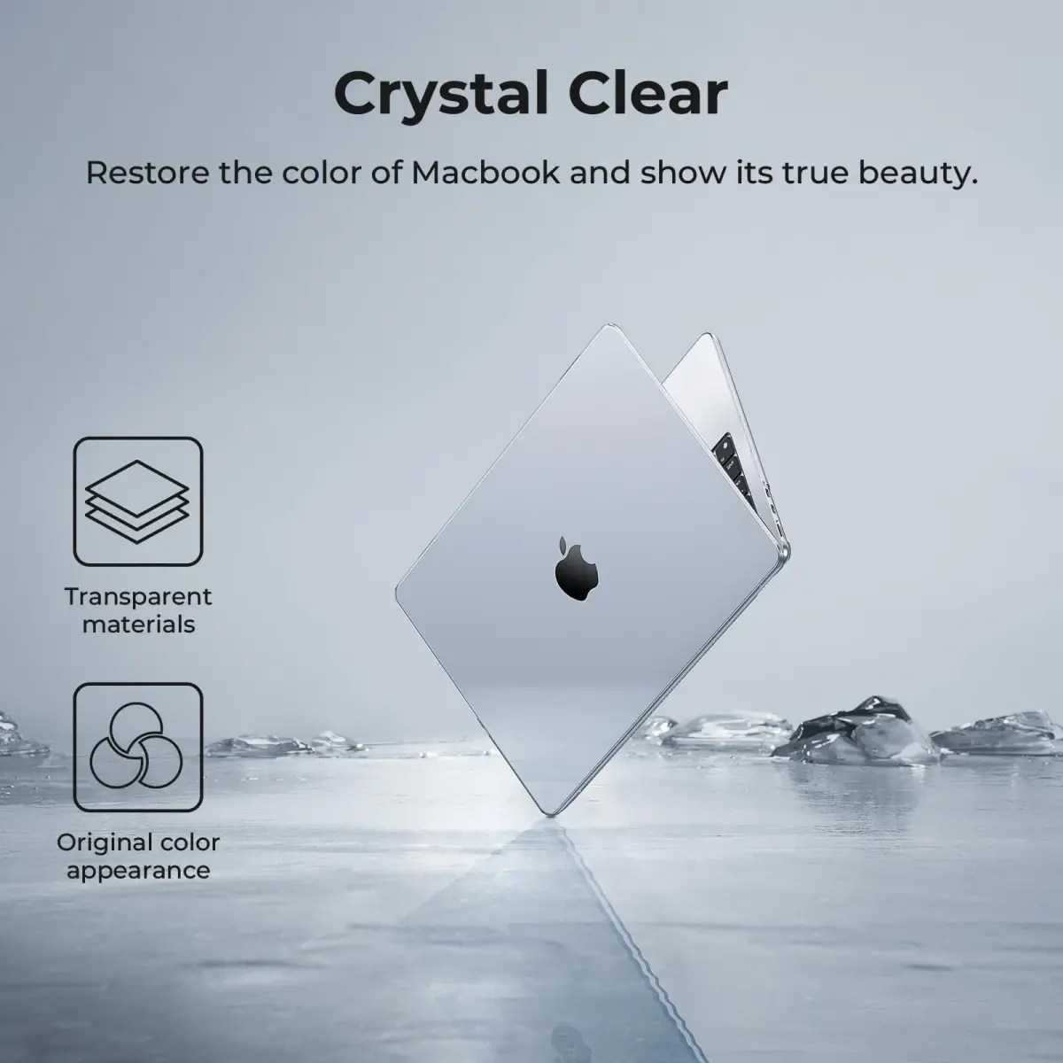 EooCoo Clear Case for MacBook Air 13.6-inch M2/M3/M4/M5 (2022-2026) | Crystal Hard Shell Protection - view 8